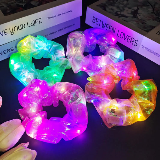 CROWN 4 pcs LED HairMulti Light Modes Glow in the Dark Accessories for Rave Neon