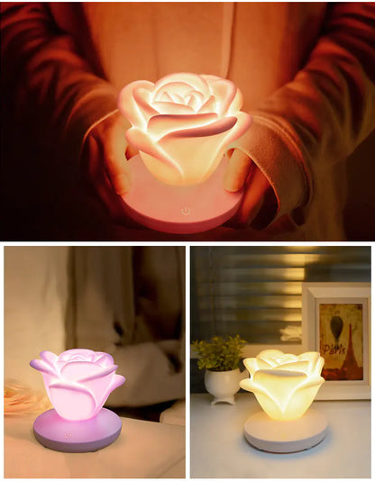CROWN Rose Flower LED Touch Table Lamp